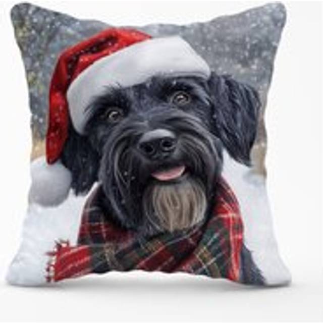 Christmas Giant Schnauzer Cushion - Black - 60cm x 60cm