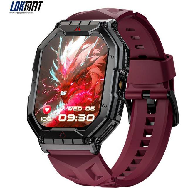 (red) Lokmat Ocean 3 Pro Sport Smart Watch Rugged Fitness Waterproof Smartwatches Heart Rate Monitor Full Touch Screen Watch