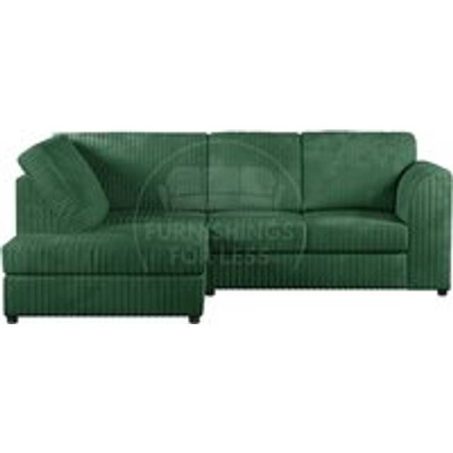 Luxor Jumbo Cord 4 Seater Corner sofa Left Hand Facing - Full Back - Green - One Size