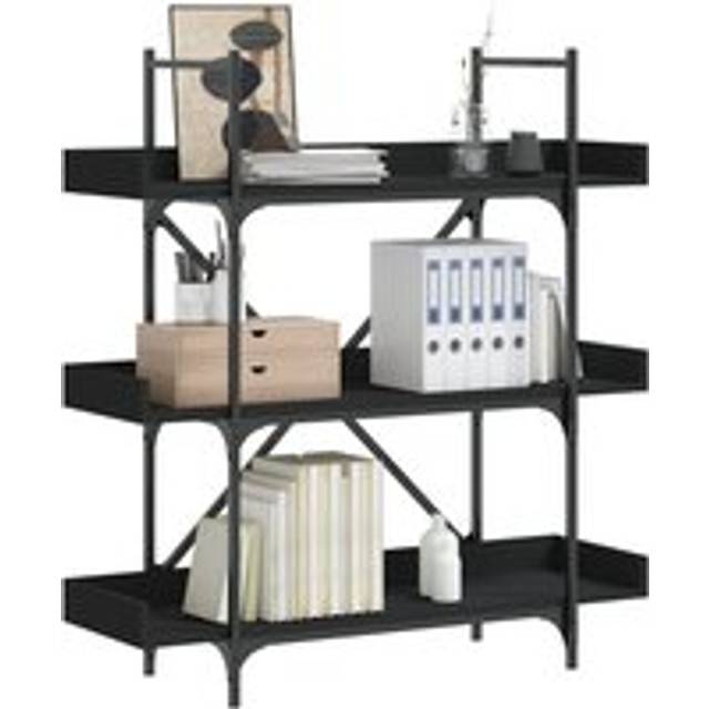 Bookcase 3-Tier Black 100x33x108.5 cm Engineered Wood - One Size