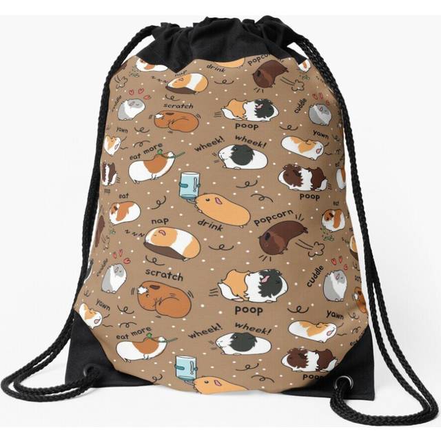 Drawstring Bag Guinea Pig Daily To-Do List - Brown Background Sport Gym Shoe Backpack