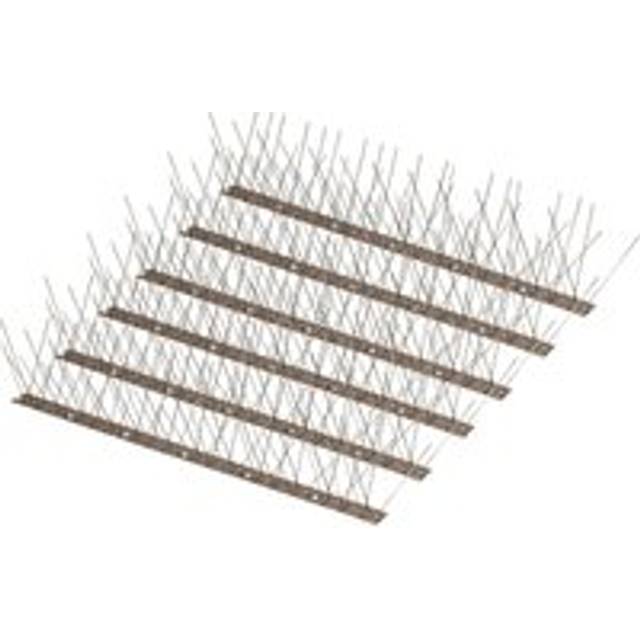 6 x Stainless Steel Bird Deterrent Spikes - Wall, Shed or Fence Humane Guard Strips to Deter Intruders, Cats, Birds, Foxes - Silver - One Size