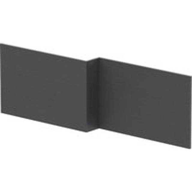 1700mm Edge/Power L Shape Square Front Bath Panel - Textured Woodgrain Graphite Grey