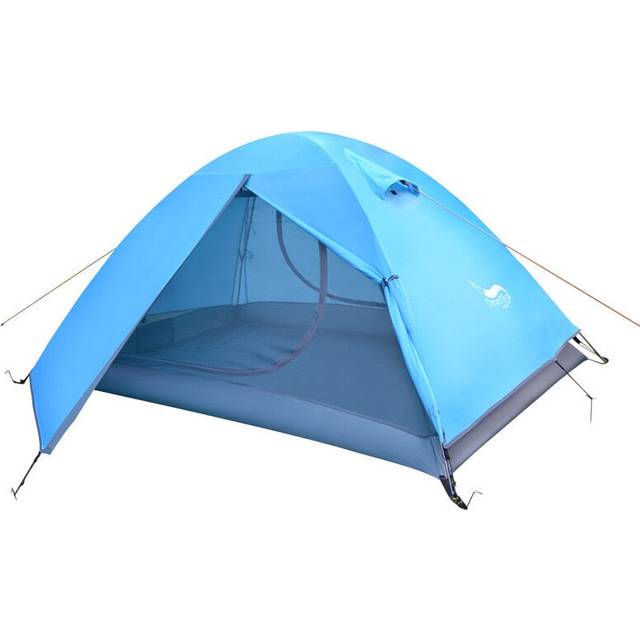 (Blue) Backpacking Tent 2 Person Aluminum Pole Lightweight Camping Tent Double Layer Portable Handbag for Hiking Travelling