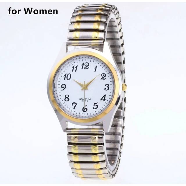 (Women 1) 1PCs Classic Vintage Business Women Men Elastic Gold Sliver Quartz Watch