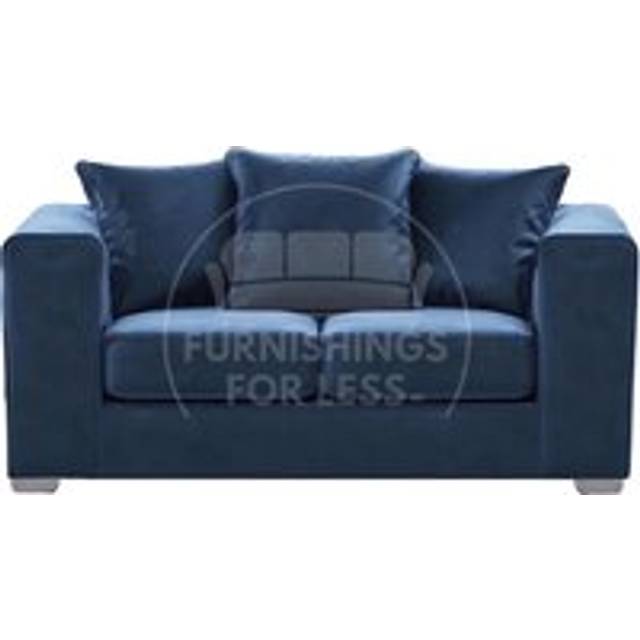 Ella Boxed Arm Plush Velvet Fabric 2 Seater sofa Gold - Blue - One Size