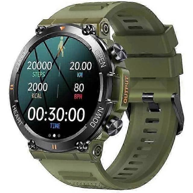 (green) Military Smart Watch for Men(Answer /Make Call)Rugged Heart Rate Fitness Tracker