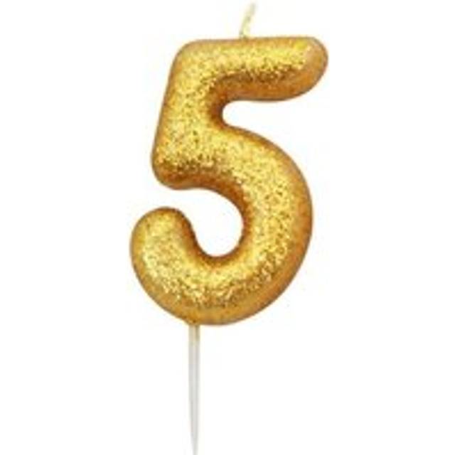 Anniversary House Metallic Glitter 5th Birthday Candle