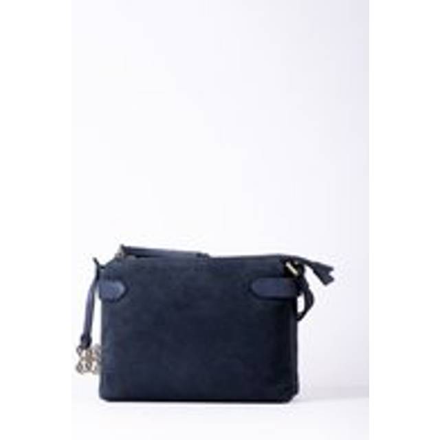 Bridge Leather Twin Pouch Cross Body Bag in Navy - Blue