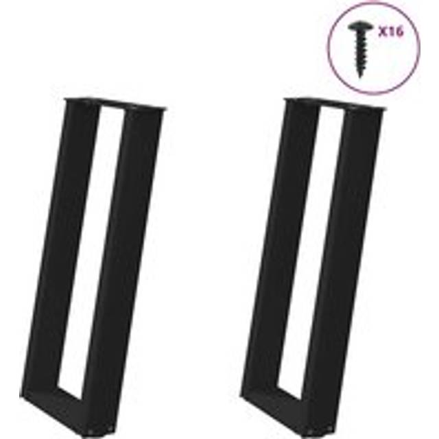 Console Table Legs U-Shaped 2 pcs Black 38x(72-73) cm Steel - One Size