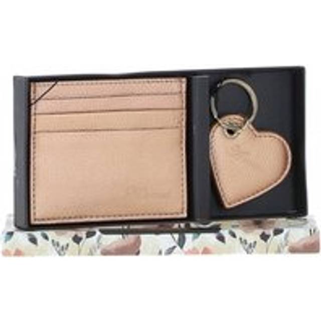 Womens Real Leather Card Holder & Key Ring Gift Set - Metallics - One Size