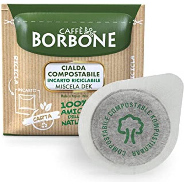CAFF? BORBONE Compostable Coffee Pods, Decaffeinated Blend - 100 Pods - ESE System