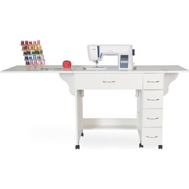 Alice fold-out sewing cabinet with drawers in ash white
