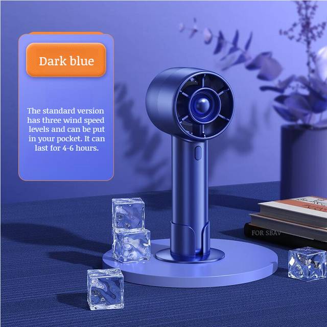 (Deep Sea Blue x 2) LBQ Handheld fan desktop mute rechargeable portable carry portable office