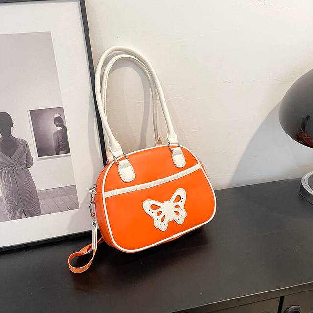 (Orange) Elegant Womens Spring 2024 Butterfly Bag Fashionable Shoulder Purse In Vibrant Colors