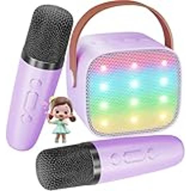 SHOP-STORY - KARAOKIT_VI: Kit de Karaoké Portable avec Enceinte LED et 2 Microphones Sans Fil Bluetooth avec Effets Sonores - Viole