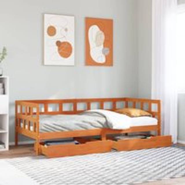Daybed with Drawers without Mattress Wax Brown 90x190 cm Single Solid Wood - One Size