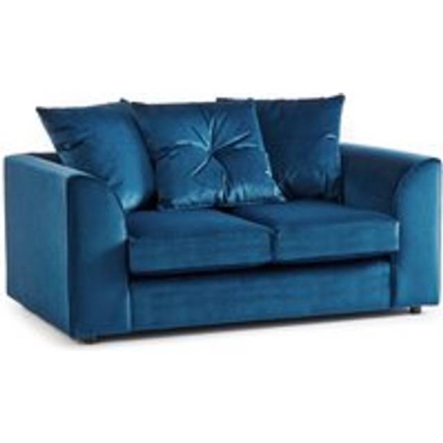 Fernando Soft Plush Velvet Fabric 2 Seater Sofa - Scatter Back - Blue - One Size