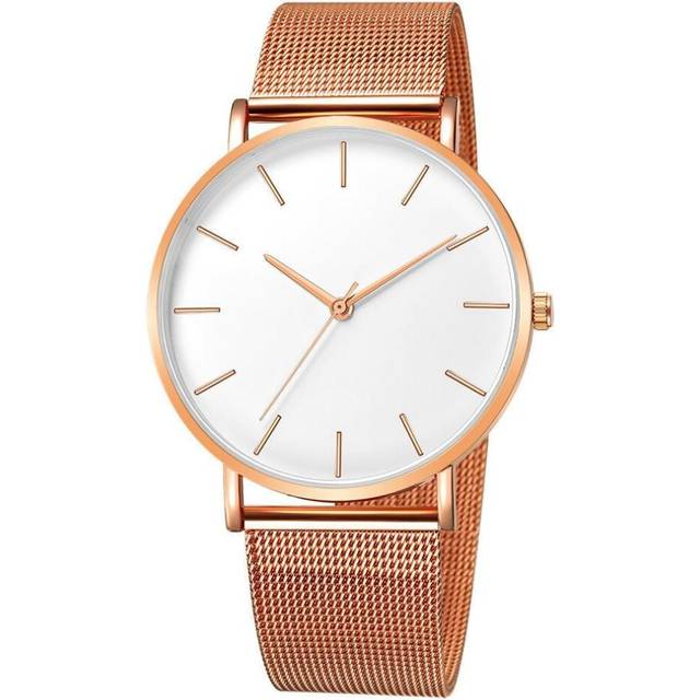 (2) Women Watch Rose Gold Femme 2021 Women&apos;s Mesh Belt ultra-thin Fashion Luxury Wrist Watches