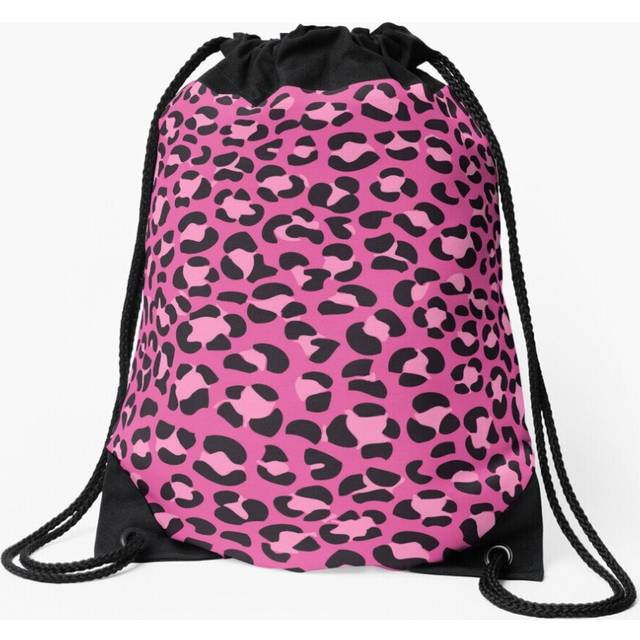 Drawstring Bag Pink Cheetah Print Sport Gym Shoe Backpack