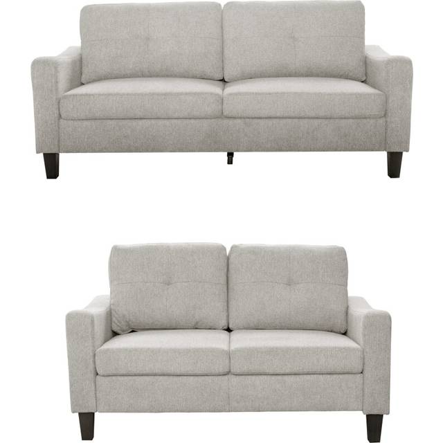 Berkley Linen Fabric Sofa Set - Off White - One Size