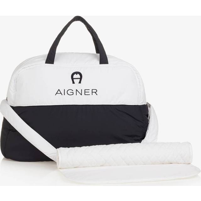 Aigner White & Navy Blue Baby Changing Bag (43Cm)