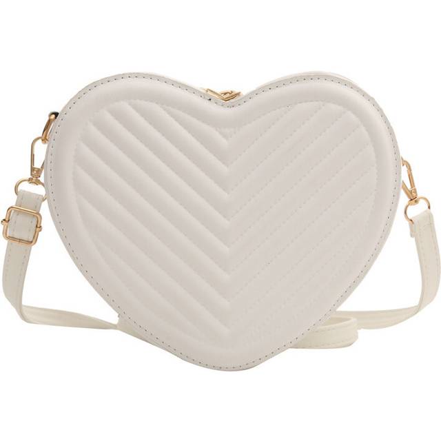 (White) Versatile And Modern Korean Heart Shaped Small Bag For Casual Everyday Use