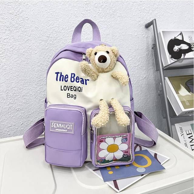 (Purple) Whimsical Design Animal Preschool Backpack For Boys And Girls Age Three To Five