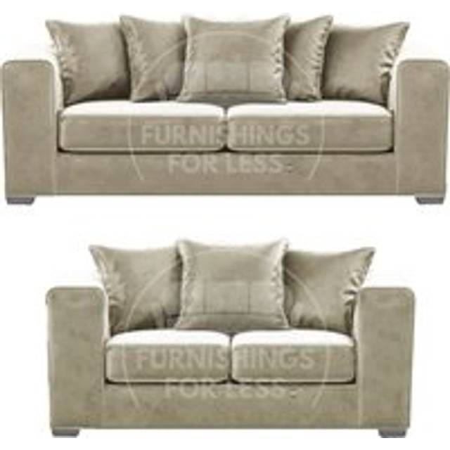 Ella Boxed Arm Plush Velvet Fabric Sofa Set 3 and 2 Seater sofa Red - Beige - One Size