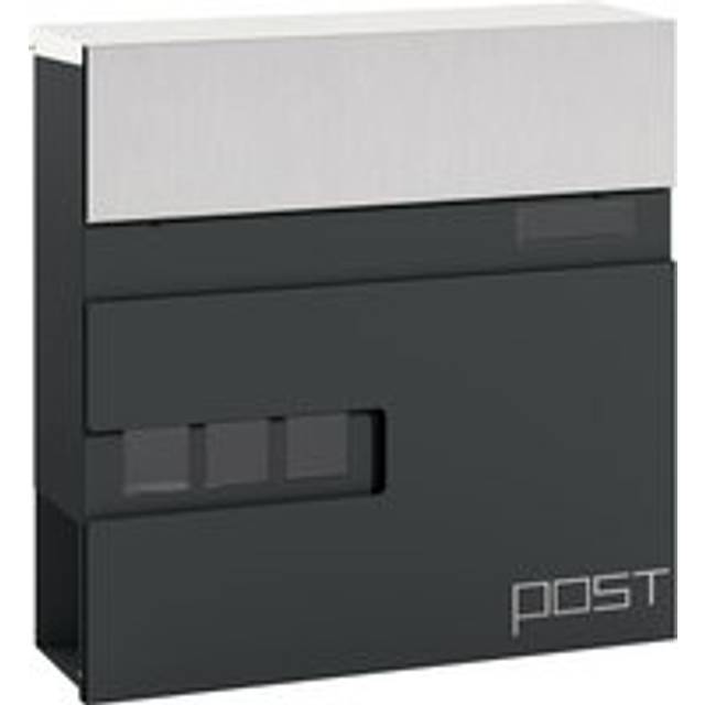 HOMCOM Wall Mounted Post Box, Weatherproof Letterbox with Lock, Grey, Grey