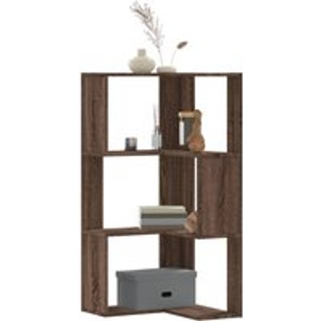 Corner Bookcase 3-Tier Brown Oak 50x50x102 cm Engineered Wood - One Size