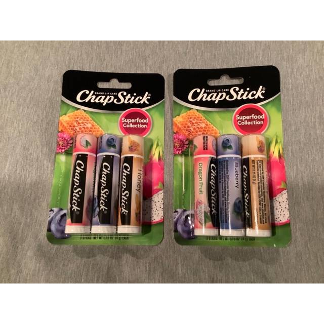 Chapstick Superfood Collection Dragon Fruit Blueberry Clover Honey 3 count 4g