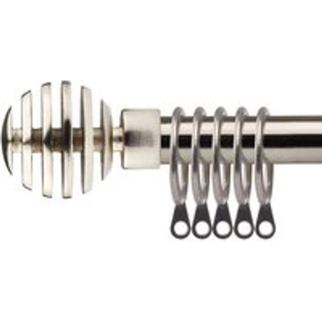 New Edge Blinds 160-300cm Extendable Brushed Silver Geneva Metal Curtain Pole - 160 - 300cm