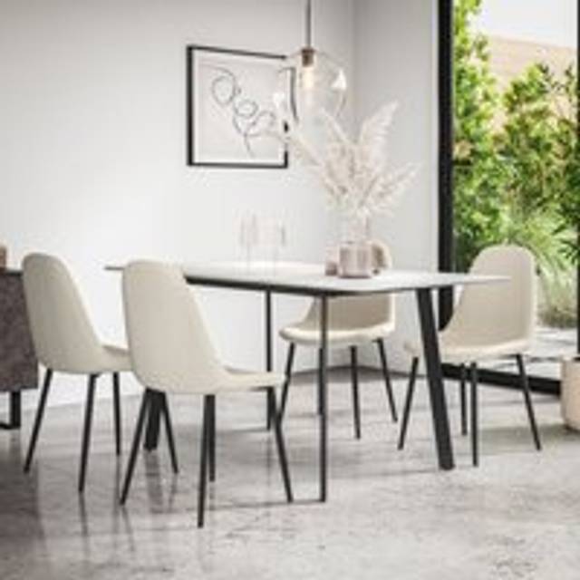 Haydon Extending Marble Effect Dining Table Set w 4-6 Maya Boucle Chairs