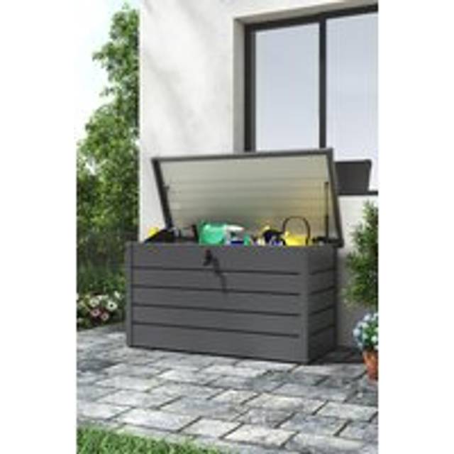 350L Metal Outdoor Garden Lockable Storage Box - Grey - One Size