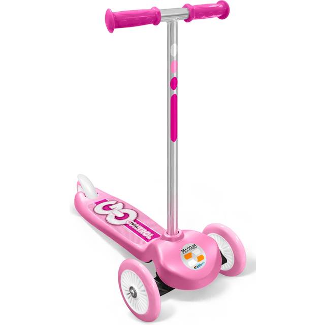 Stamp Steering scooter rosa SKIDS Control 3 hjul halkfri bricka, ABEC 5-lager. De två framhjulen lutar för att rotera. Bakre fotbroms.