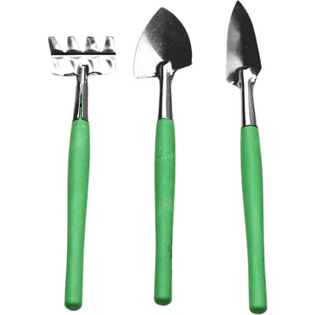 3Pcs Gardening Set Sturdy Wide Usage Stainless Steel Mini Gardening Hand Tools for Children-Green - Green