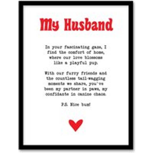 Love Poem Dog Lover Husband Romantic Poetry Fun Framed Art Print - White - A4