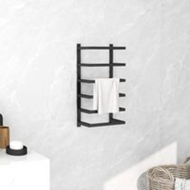 Towel Rack Black 24x12x48 cm Steel - One Size