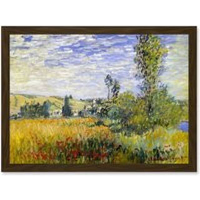 Painting Monet Vetheuil Landscape Old Master Artwork Framed Wall Art Print A4 - Brown - One Size