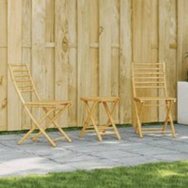 3 Piece Bistro Set Bamboo - Brown - One Size