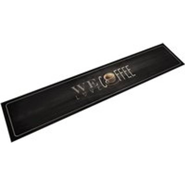 Kitchen Rug Washable Coffee Text 60x300 cm Velvet - Black - One Size