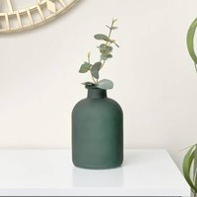 Melodymaison - Green Frosted Glass Bottle Vase -18cm