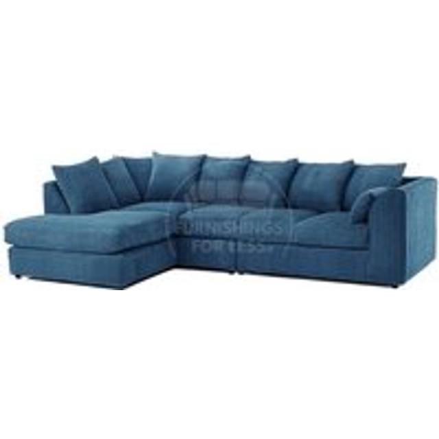 Luxor Jumbo Cord Large 5 Seater Corner Sofa Long Left Hand Facing - Blue - One Size