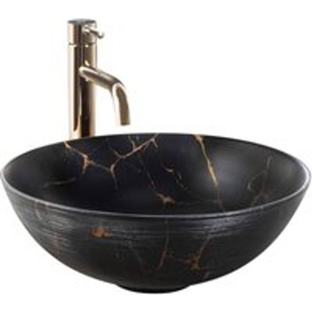 Ceramic Countertop Basin REA Stella Black Marble Brush