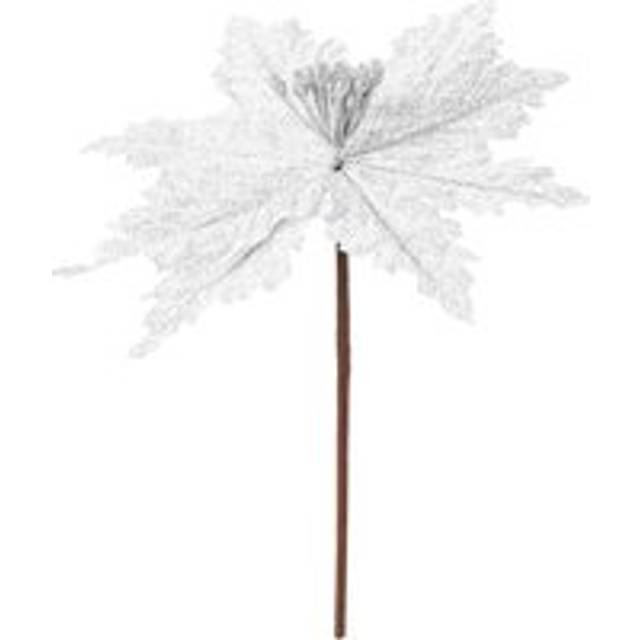 Glitter flower pick christmas decoration ornament x 1 22cm white glitter