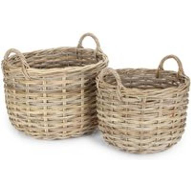 Set of 2 Curved Base Rattan Storage Basket - Natural - One Size
