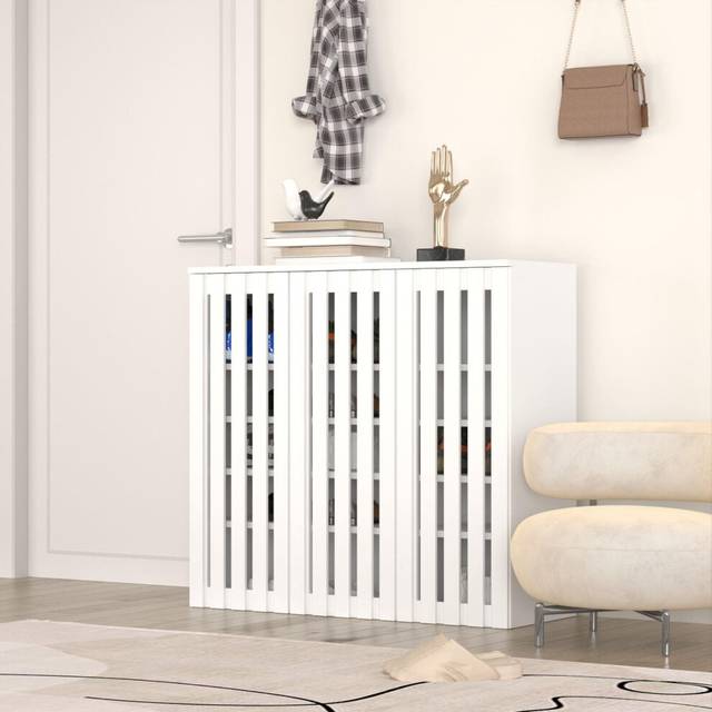 Shoe Storage Cabinet 3 Door with Adjustable Shelves Entryway Organiser - White - One Size