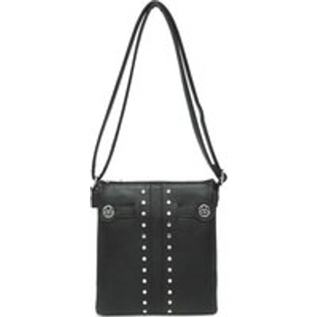 Slim Double Compartments Studded Design Crossbody Bag - Black - One Size