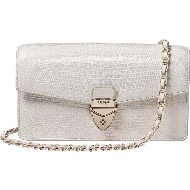 Aspinal of London Mayfair Leather Clutch Bag, White